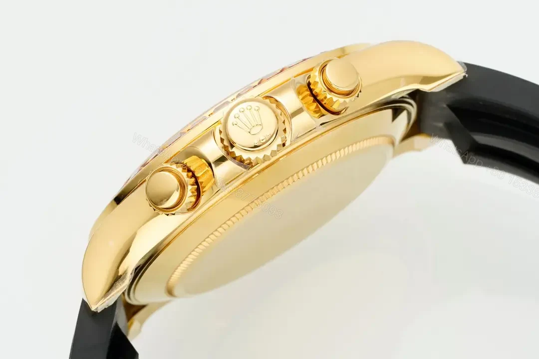 View 7 of Premium Rolex Daytona Orange Sapphire Gold replica 40MM Black Rubber Strap EditionRG-DAYTONA-ORANGE-SAPPHIRE-GOLD-RUBBER-40