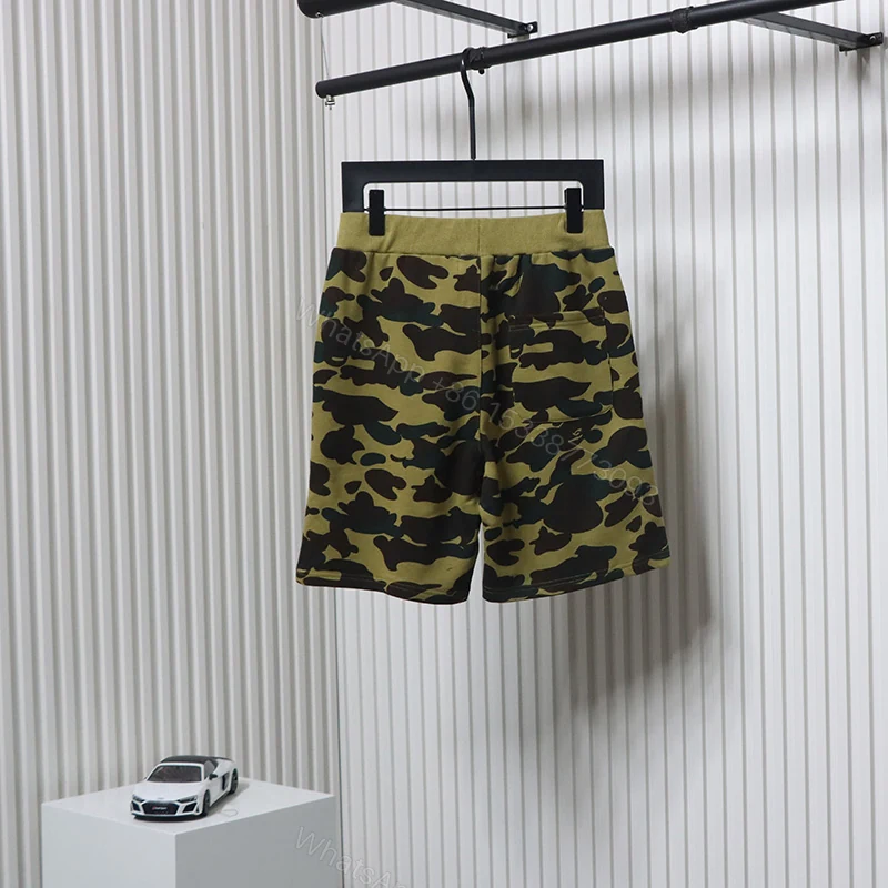 View 5 of Bape Camo Shark Shorts Pink Green