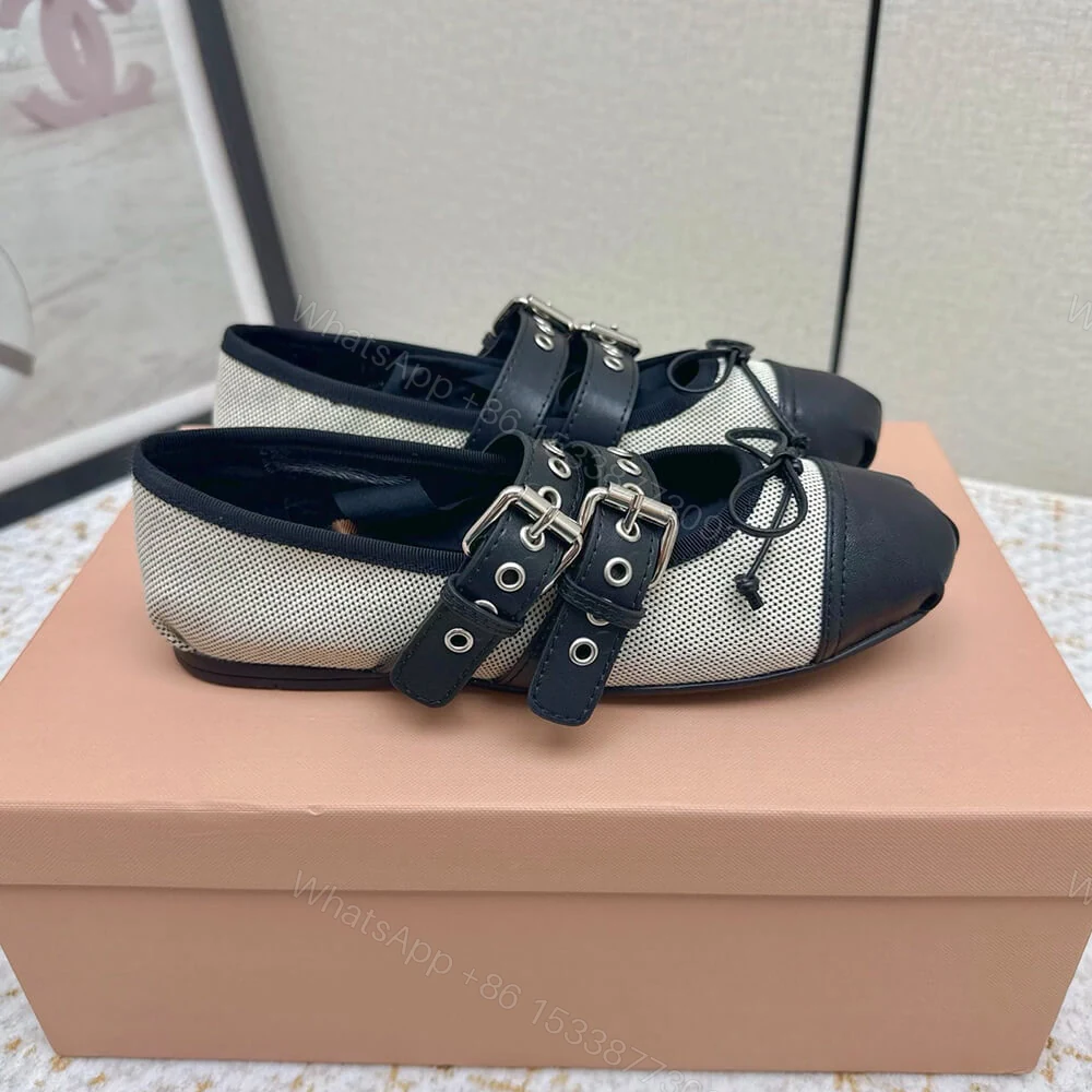 View 2 of MIUMIU Canvas and leather ballerinas 725618