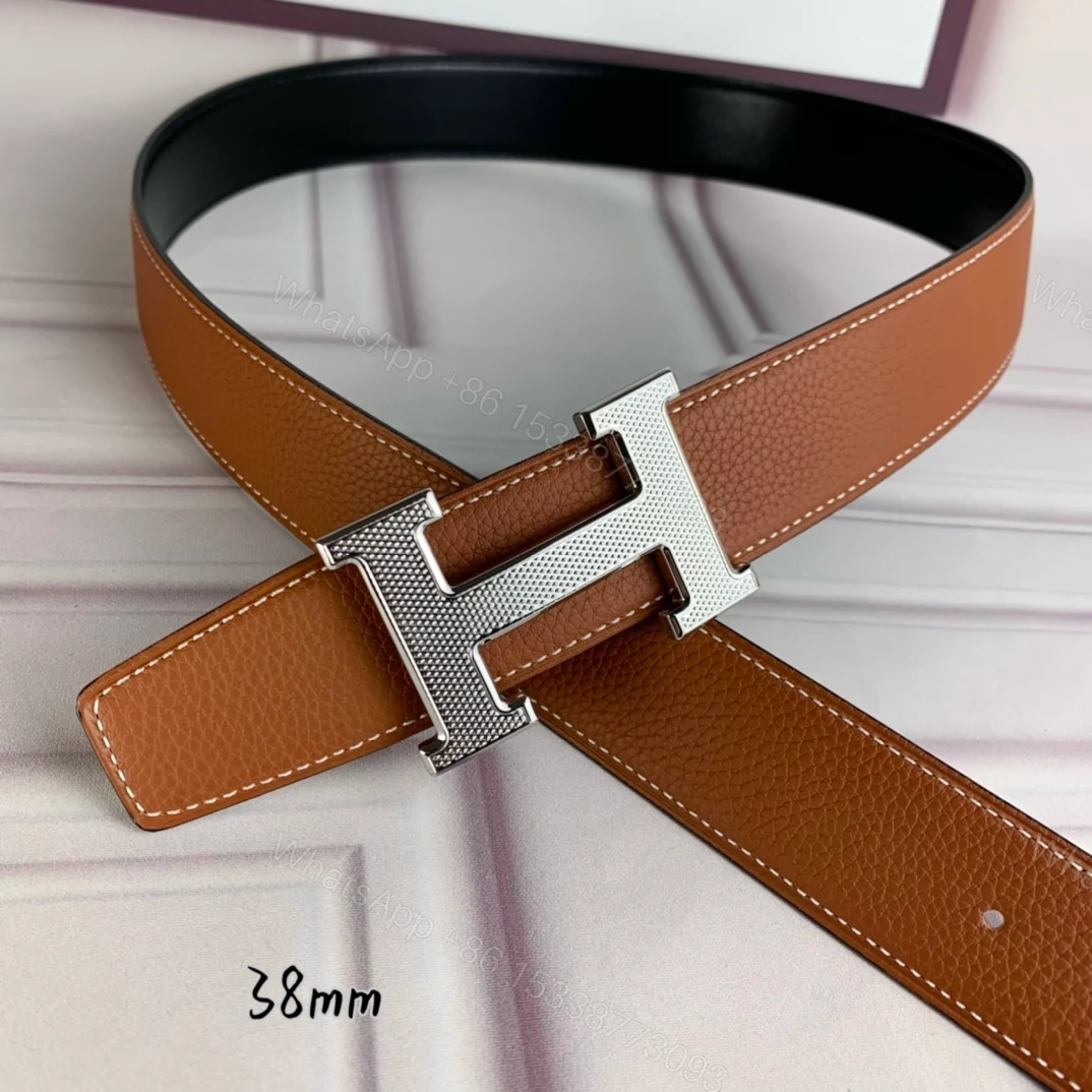 View 2 of HERMES BELT TOGO SWIFT SILOUIS VUITTONER BUCKLE BROWN 38MM