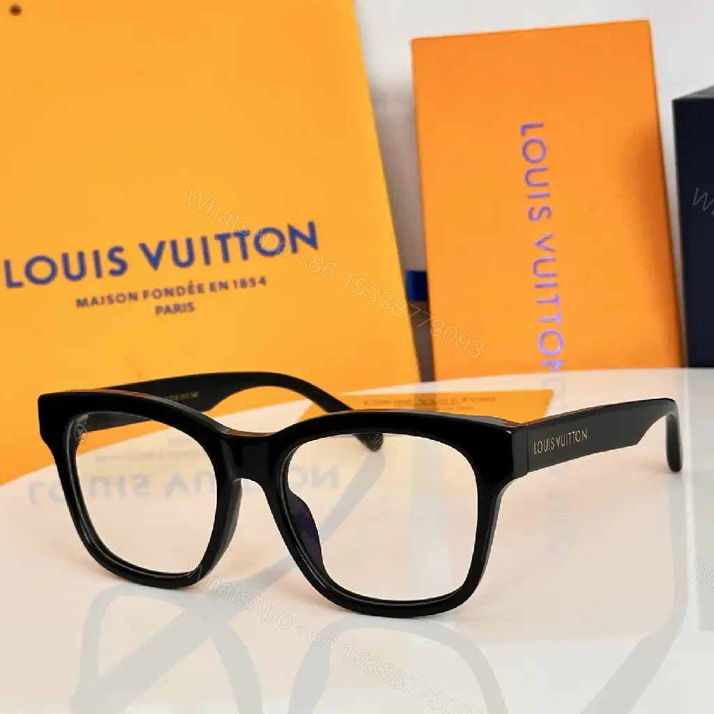 View 3 of Black Acetate Modern Frame with LV Detail Eyewear