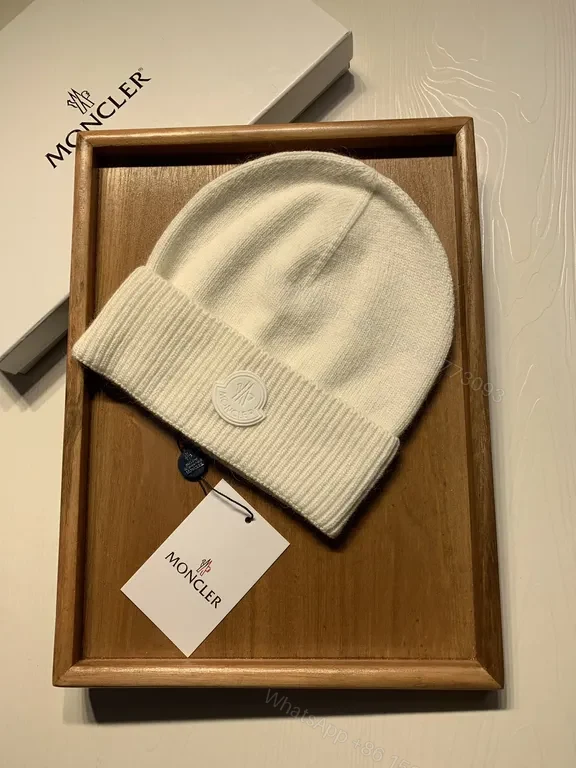 View 2 of Moncler White Cashmere-Blend Knit Beanie, Luxury Style