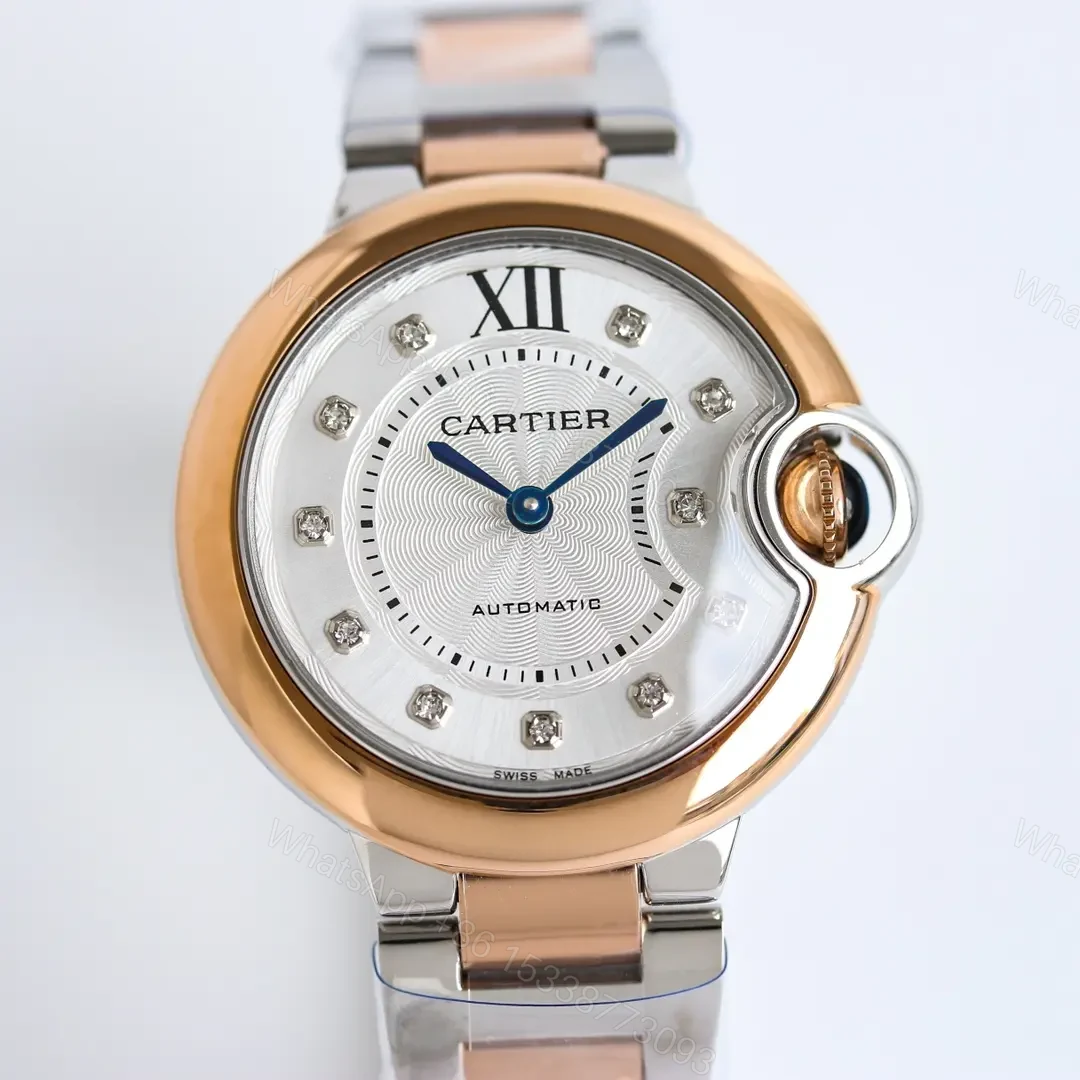 View 3 of TW Factory Cartier Two-Tone Stainless Steel and Rose Gold Automatic Watch with White Dial and Diamond Markers