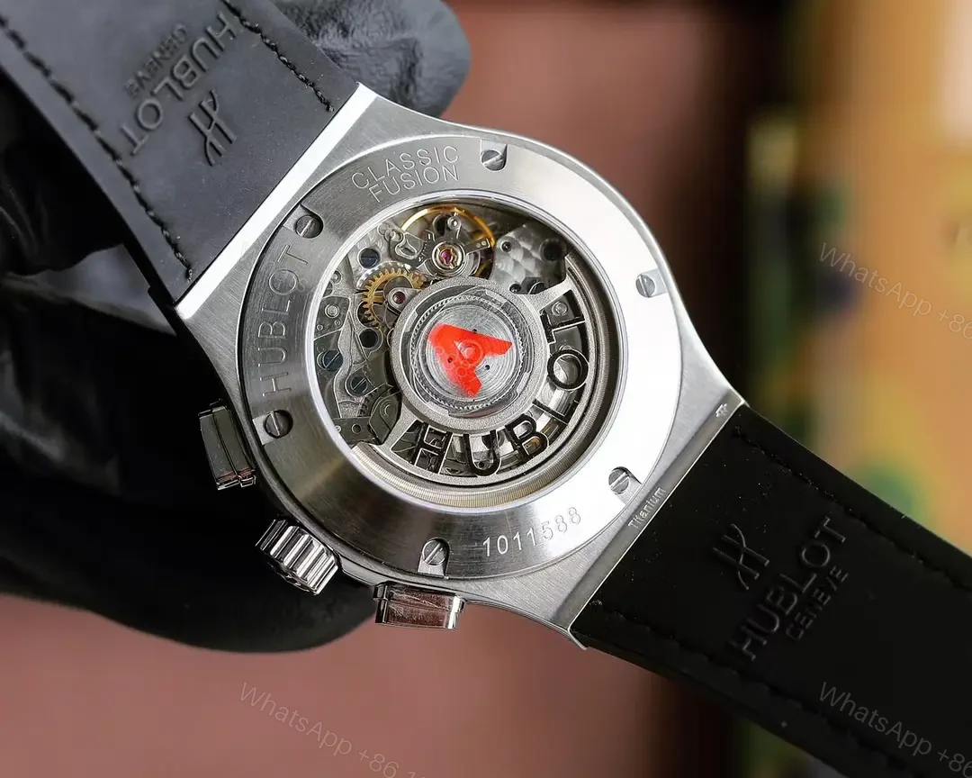 View 7 of Super Clone Hublot Classic Fusion Black Dial Leather Strap Premium 45MM HUBLOT-CF-BLK-L45