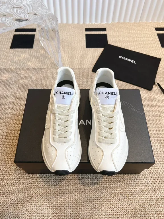 Chanel-Inspired White Leather Sneakers with Luxe Comfort — view 1