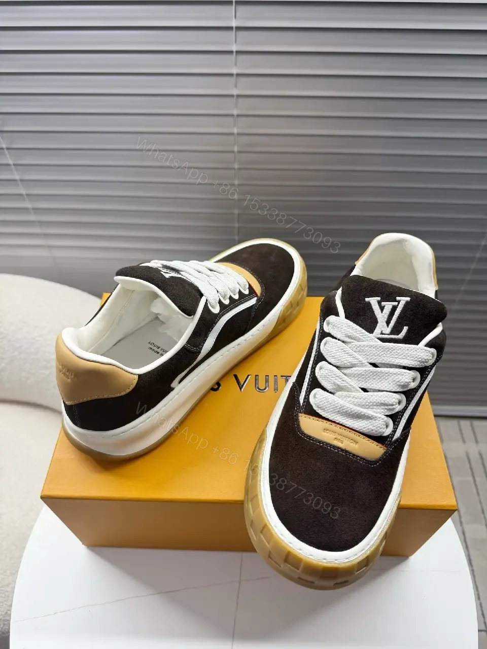 View 5 of Two-Tone Suede Mesh High-Tops with Luxe Detailing Sneakers