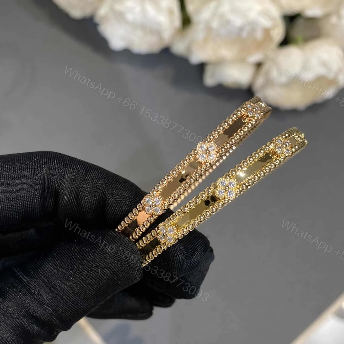 View 5 of Van Cleef & Arpels Perlee Clover Bracelet Diamond Small