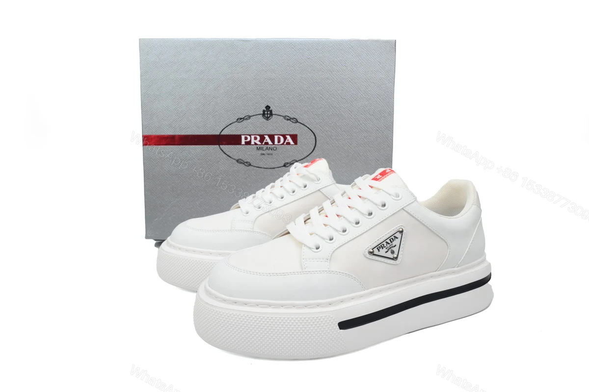 Prada Platform Sneakers White Plaid — view 2