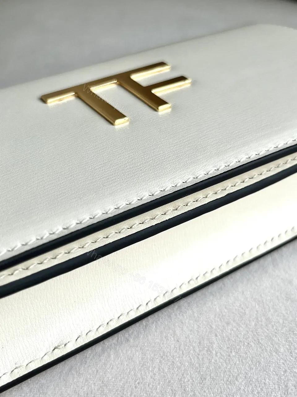 View 5 of Ivory Light-Nappa Tiny Structured Bag with Gold TF Hardware