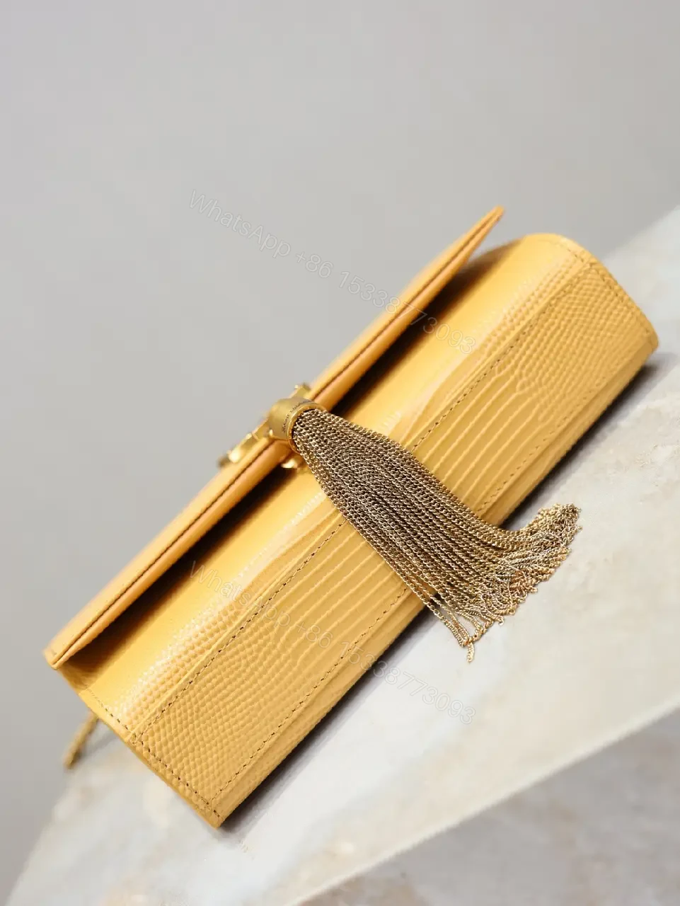 View 9 of Textured Leather Shoulder Bag with Iconic Hardware