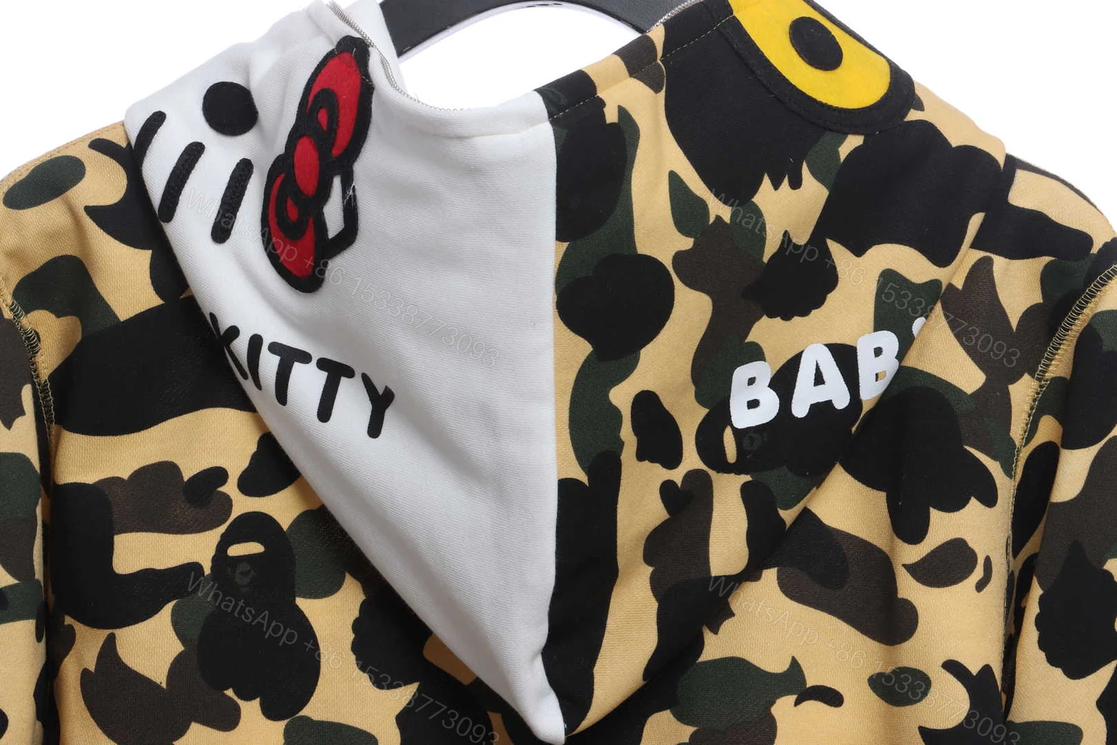 View 4 of BAPE co-branded hell kitty camouflage zipper hoodie yellow