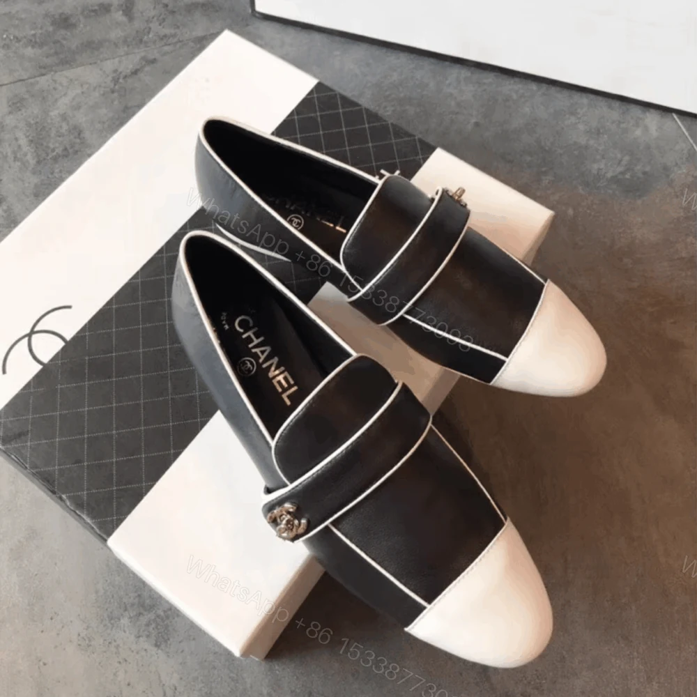 View 2 of Chanel CC Cap Toe Slip On Loafers Black