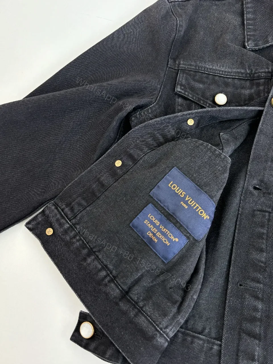 View 2 of Dark Denim Jacket, Embroidered Logo, Casual Luxe Outerwear
