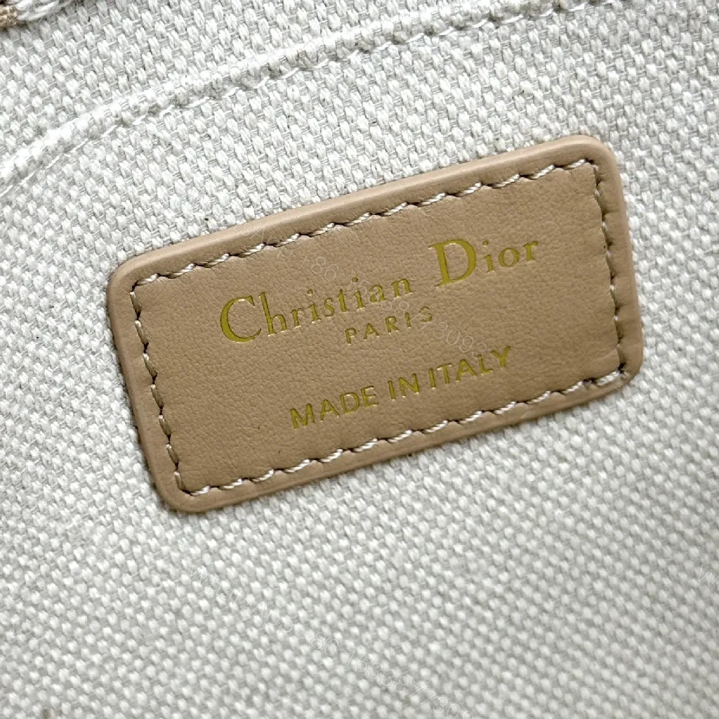 View 3 of Beige Canvas Satchel: Dior-Oblique Twist Luxury Bag