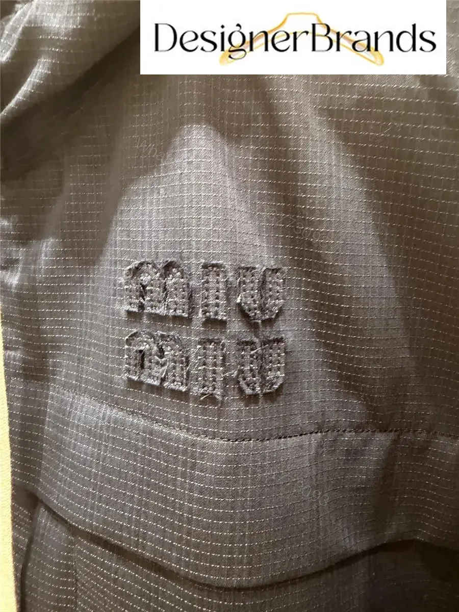 View 2 of Miu Miu Dark Blue Drawstring Hooded Parka