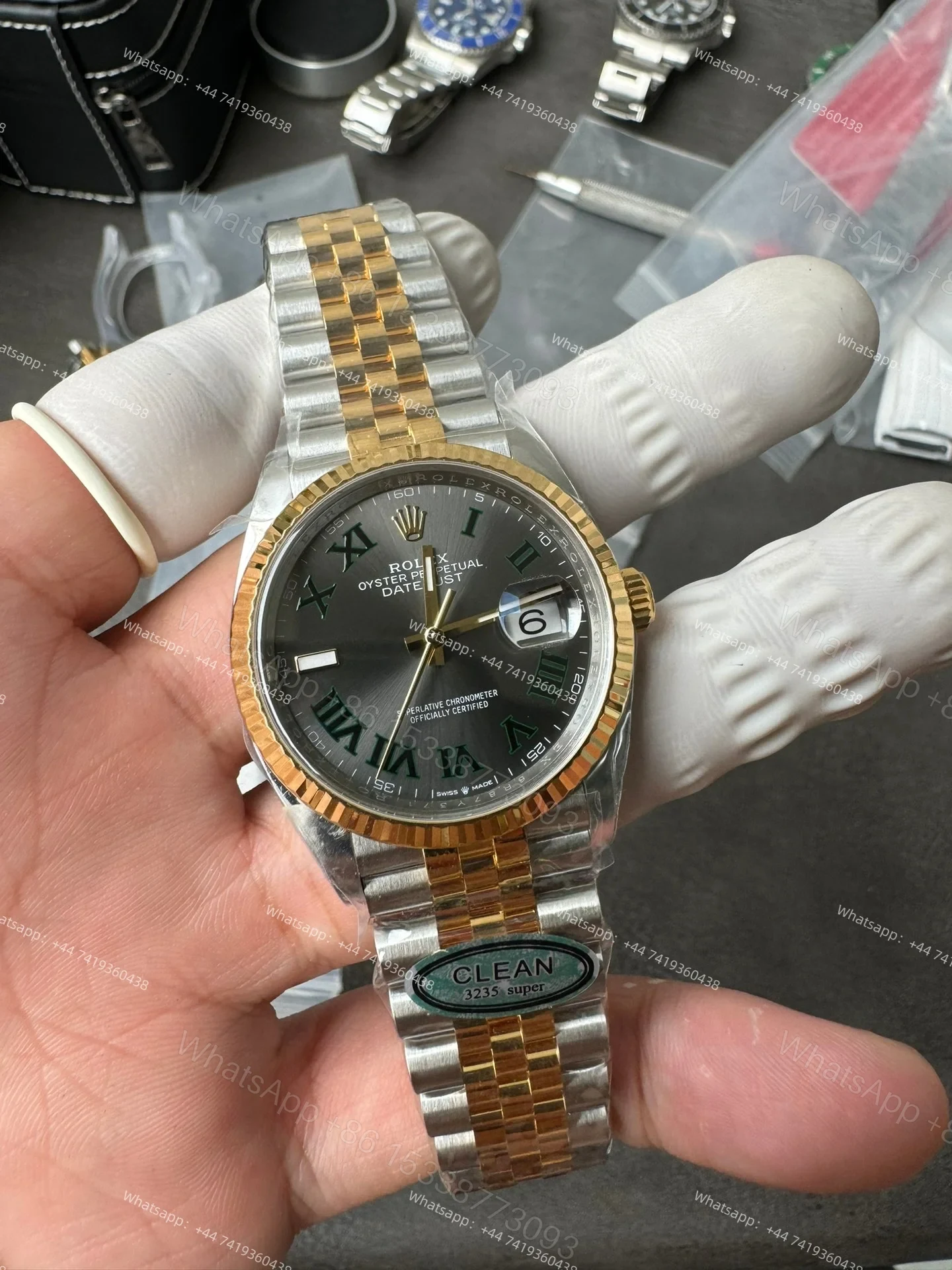 View 5 of Rolex Datejust M126233-0035 1:1 Replica Gray Roman Dial Jubilee 36MM 3235 Movement Super Clone Watch