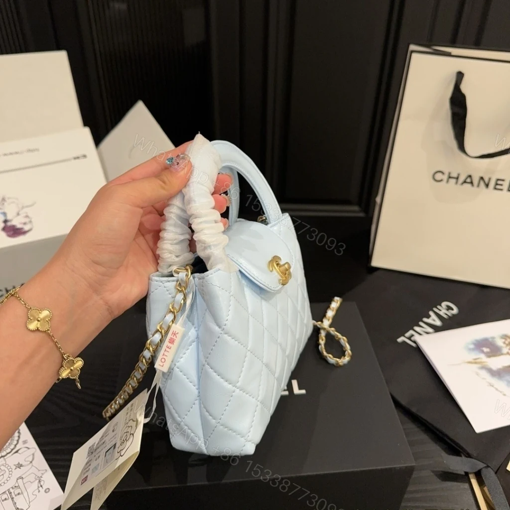 View 4 of Chanel Small Kelly Shopper Shiny And Gold Hardware Light Blue 19cm
