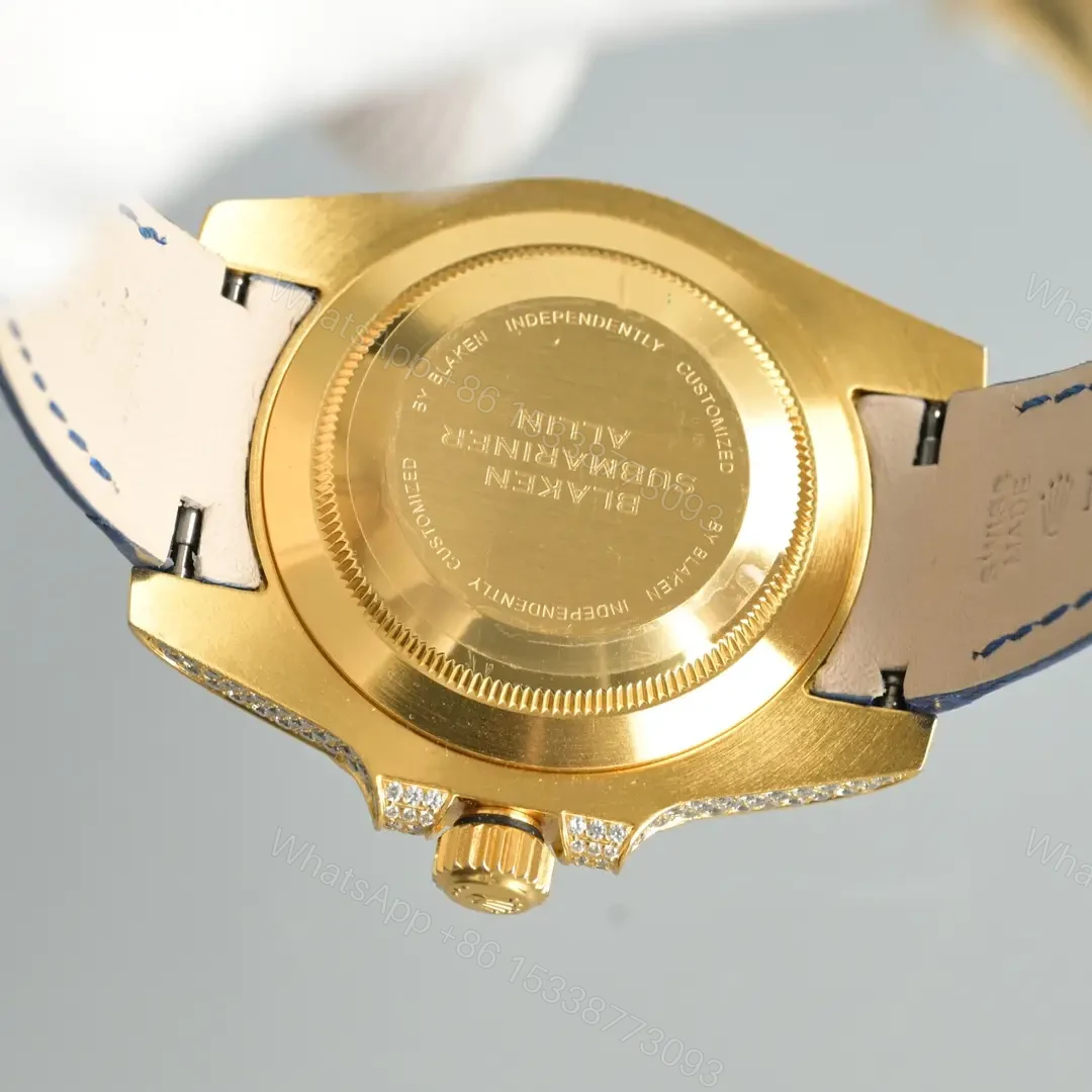 View 8 of Rolex Submariner Water Ghost Gold Diamond Collection Crocodile Leather Watch RLX-SUB-WG-GOLD-DIA-LEATHER