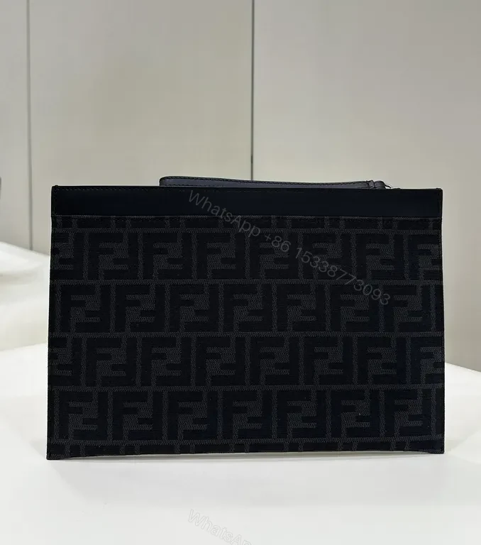 View 3 of Monochrome Fendi-Texture Clutch: Sleek, All-Day Style
