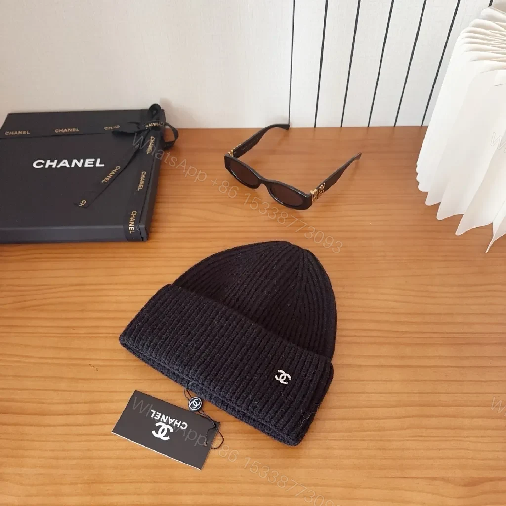 View 4 of Chic Knit Beanie in Black Knit with Luxe Logo Style