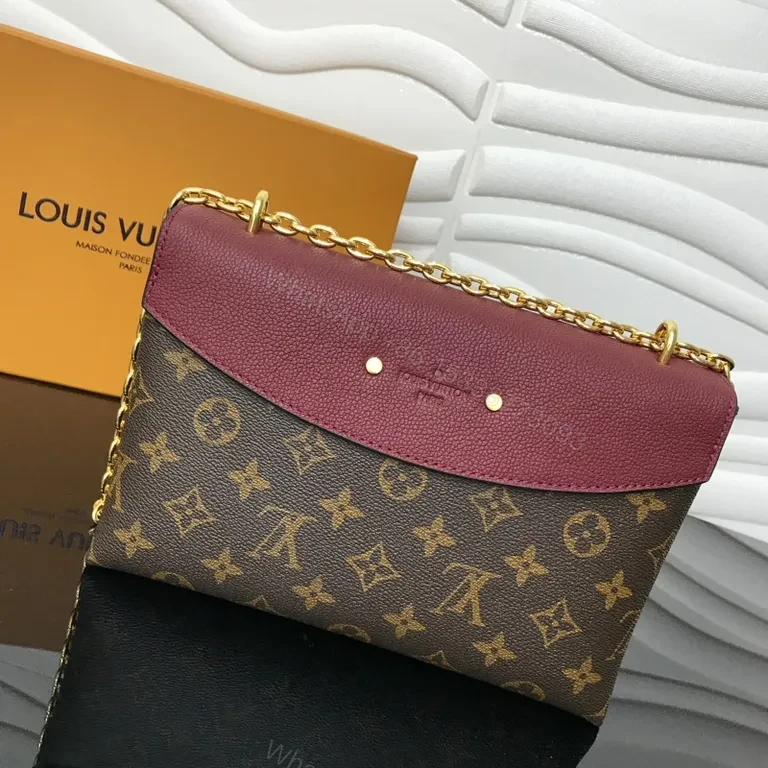 View 7 of Chic Burgundy Monogram Crossbody Bag - Luxury Day-to-Night