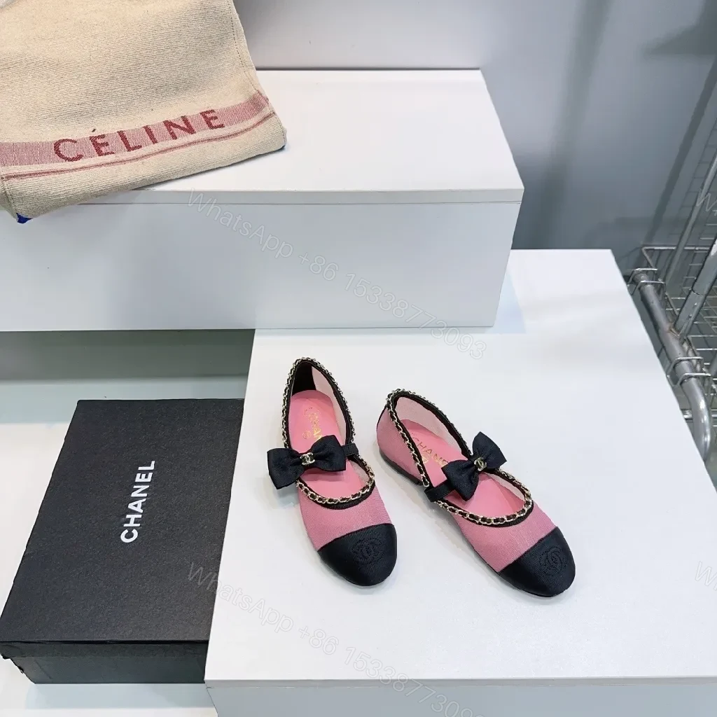 View 4 of Pink & Black Bow Espadrille Flats - Slip-On Comfort