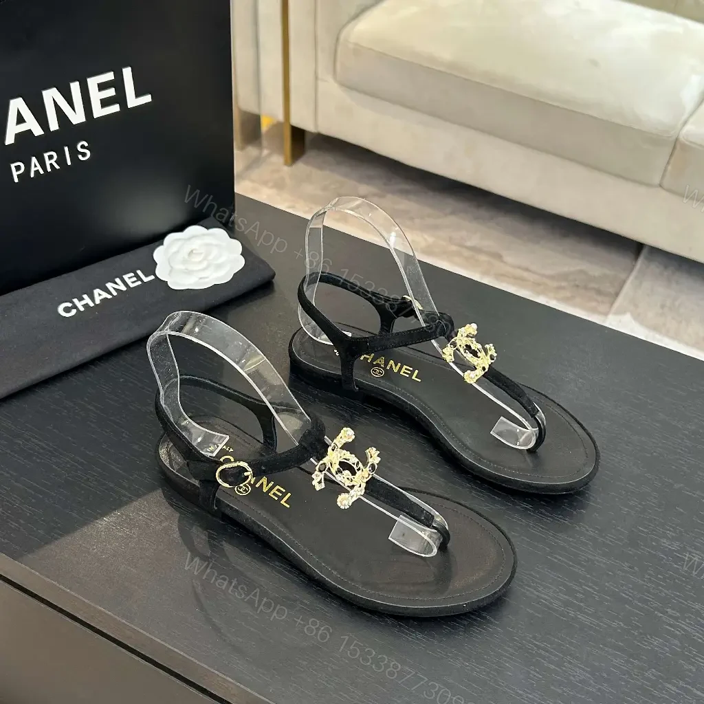 View 8 of Chic Clear-Strip Sandals: Gold Emblem Luxury Sandals
