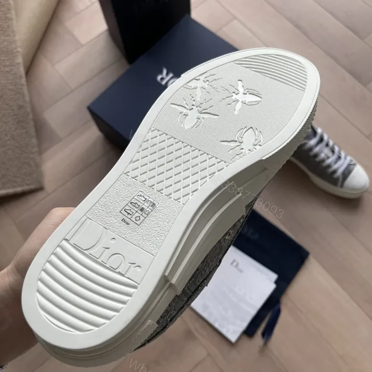 View 4 of Chic Diamond-Texture Sneaker with Dior-Inspired Detailing