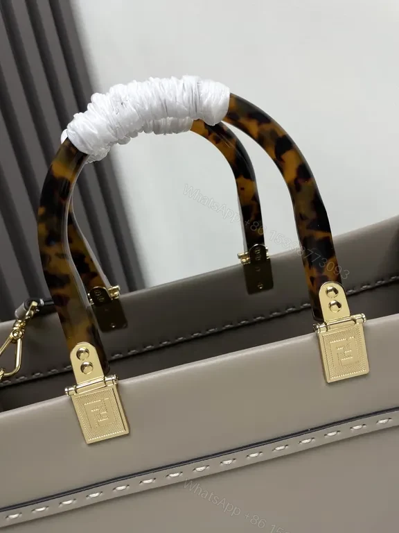 View 5 of Bold Fendi ROMA Structured Tote with Logo Detail