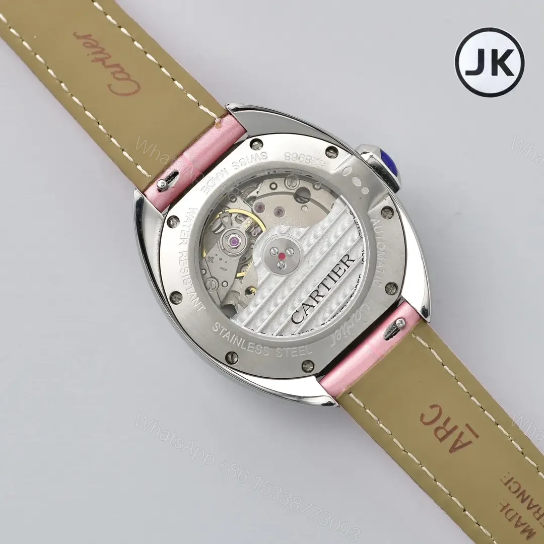 View 4 of Cartier CLE DE Cartier Pink Leather Strap Automatic Watch