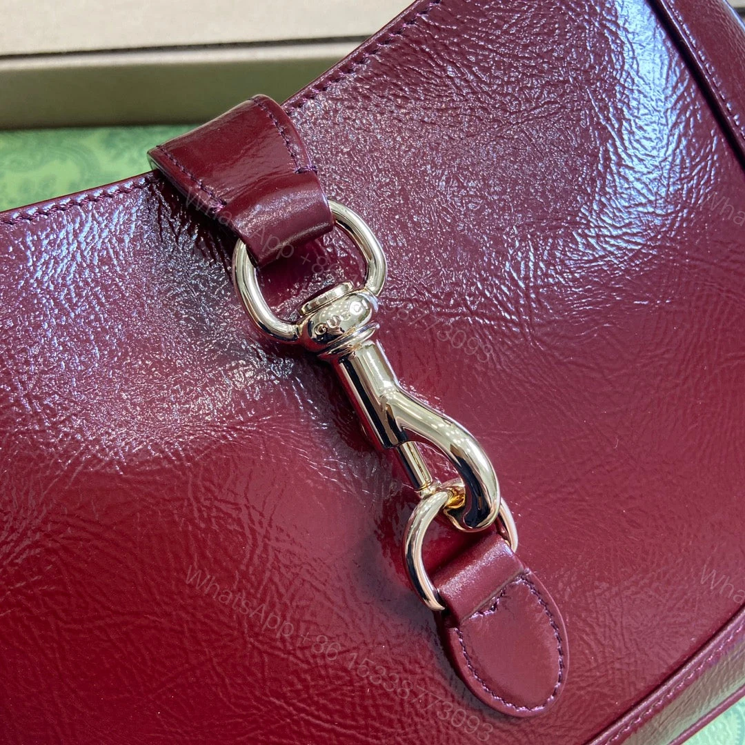 View 8 of JACKIE SMALL SHOULDER BAG 27 IN WINE RED CRACKED LACQUER CALFSKIN GOLD HARDWARE