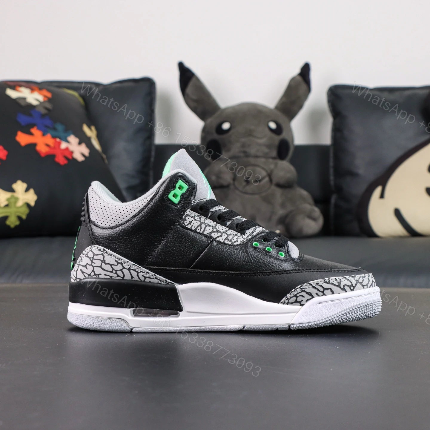View 2 of Air Jordan 3 Retro Green Glow Replica