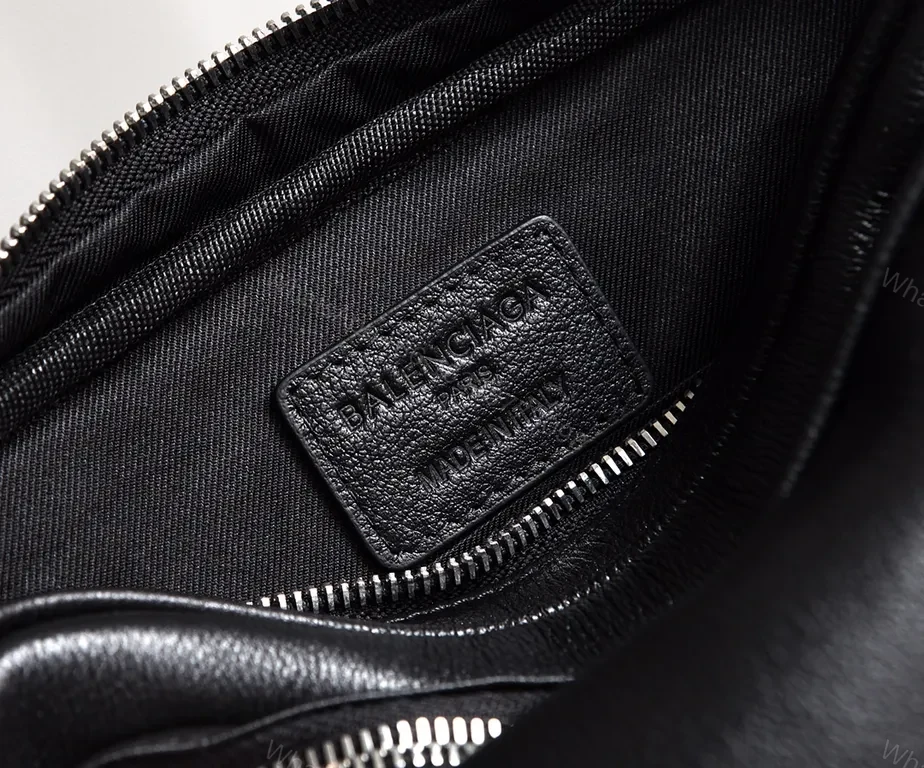 View 3 of Compact Black Leather Crossbody: Bold Logo, Versatile Style