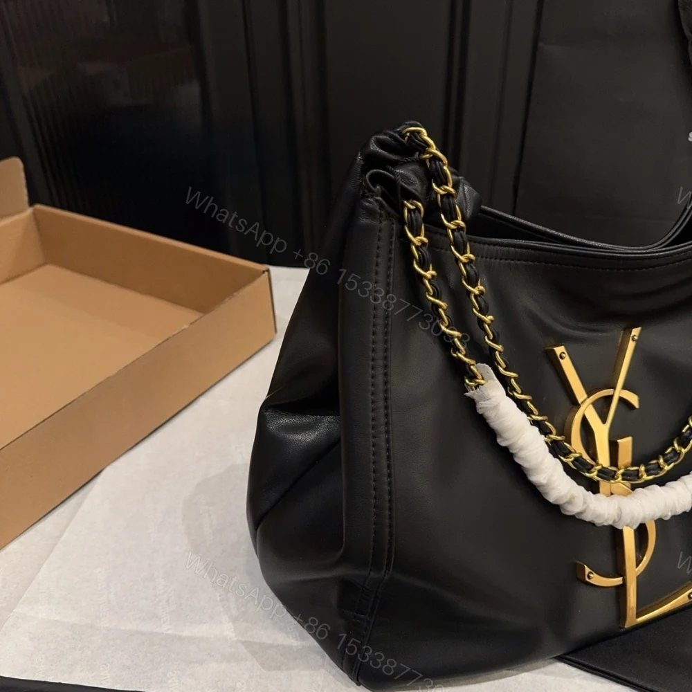 View 5 of Saint Laurent Chain Hobo Bag Black 30cm
