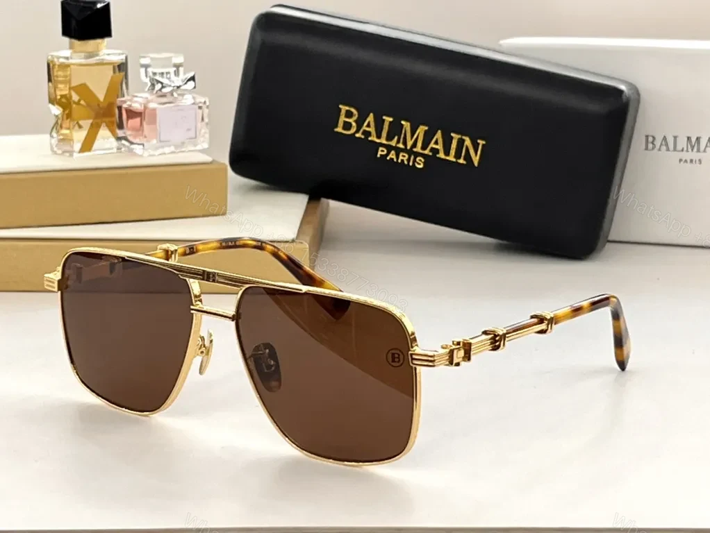 View 5 of Balmain-Inspired Chain-Link Aviator Sunglasses with UV400 Lenses