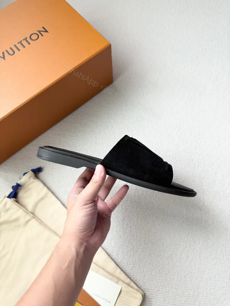 View 9 of Black Suede Slide | Luxe Casual, Contoured Comfort, Signature Detailing