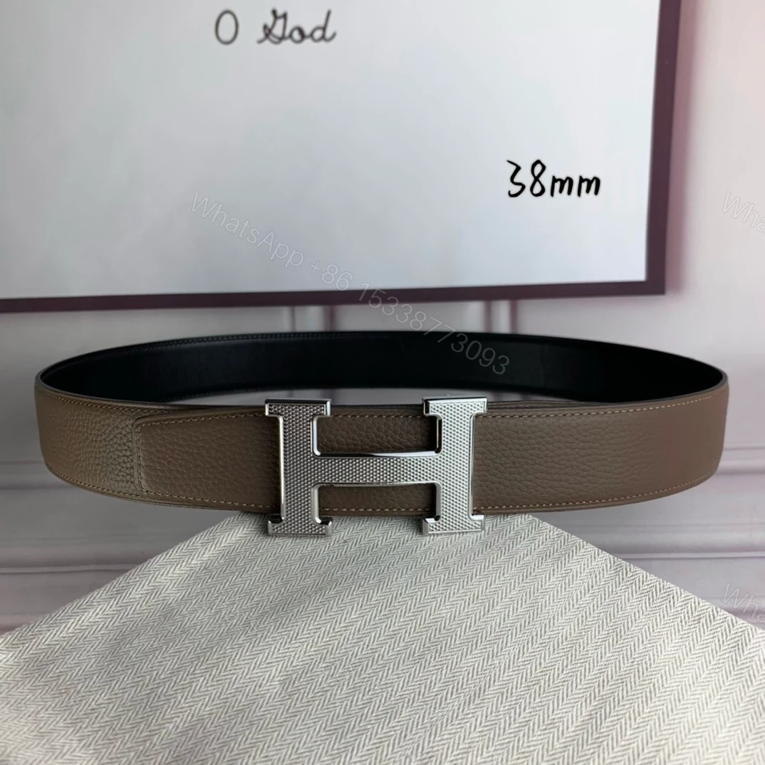 View 2 of HERMES BELT TOGO SWIFT SILOUIS VUITTONER BUCKLE LIGHT BROWN 38MM