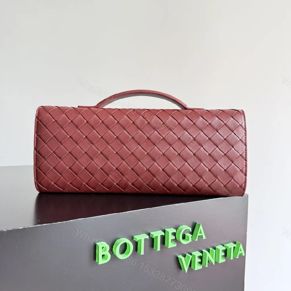View 5 of Velvet Clutch: Woven Leather, Gold Twist Lock Evening Bag
