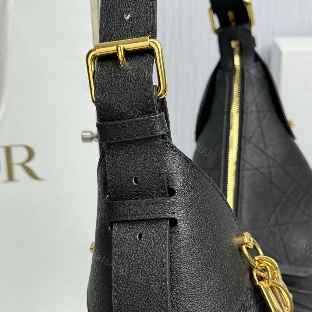 View 4 of Chic Black Leather Hobo with Gold Accents — Luxury Everyday Bag