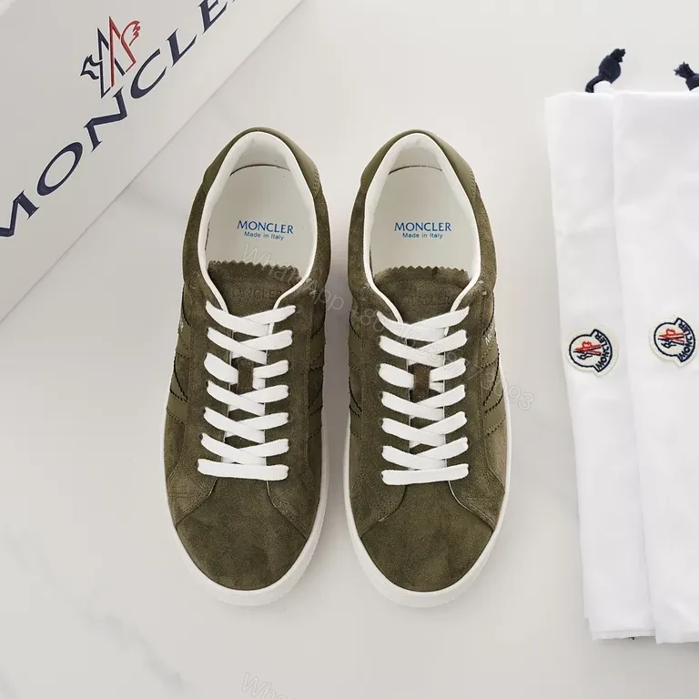 View 6 of Olive Suede Moncler Sneakers: City-Smart Luxury Comfort