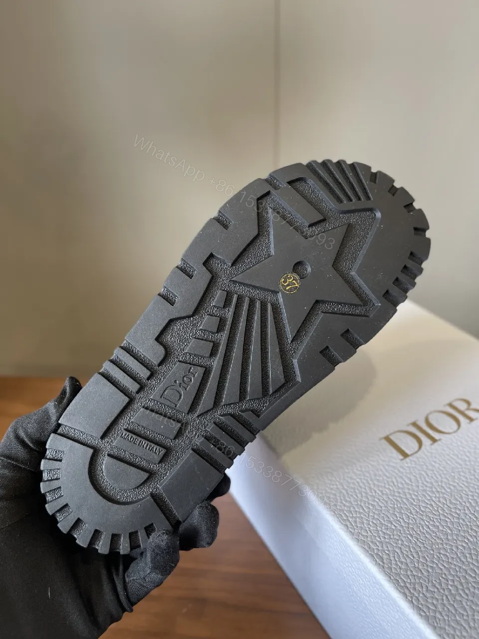 View 3 of Black/Sherpa-Textured Slides with Velcro Strap & Durable Outsole