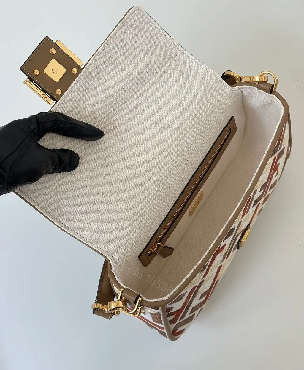 View 7 of Statement Pattern Shoulder Bag with Signature Hardware