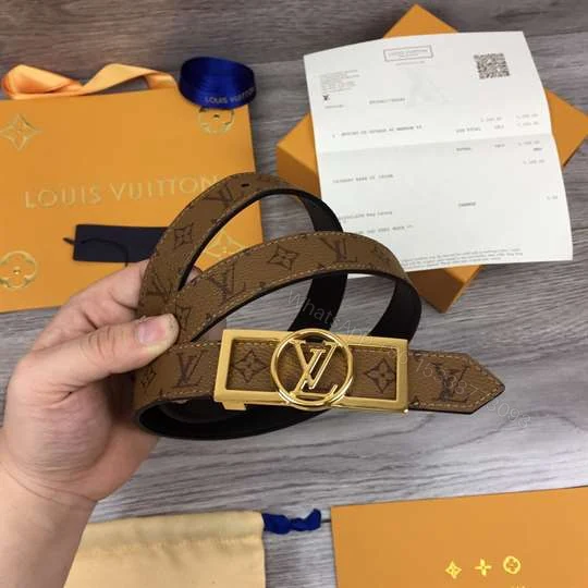View 6 of LOUIS VUITTON MONOGRAM CEINTURE DAUPHINE TAN NOIR BELT – B151