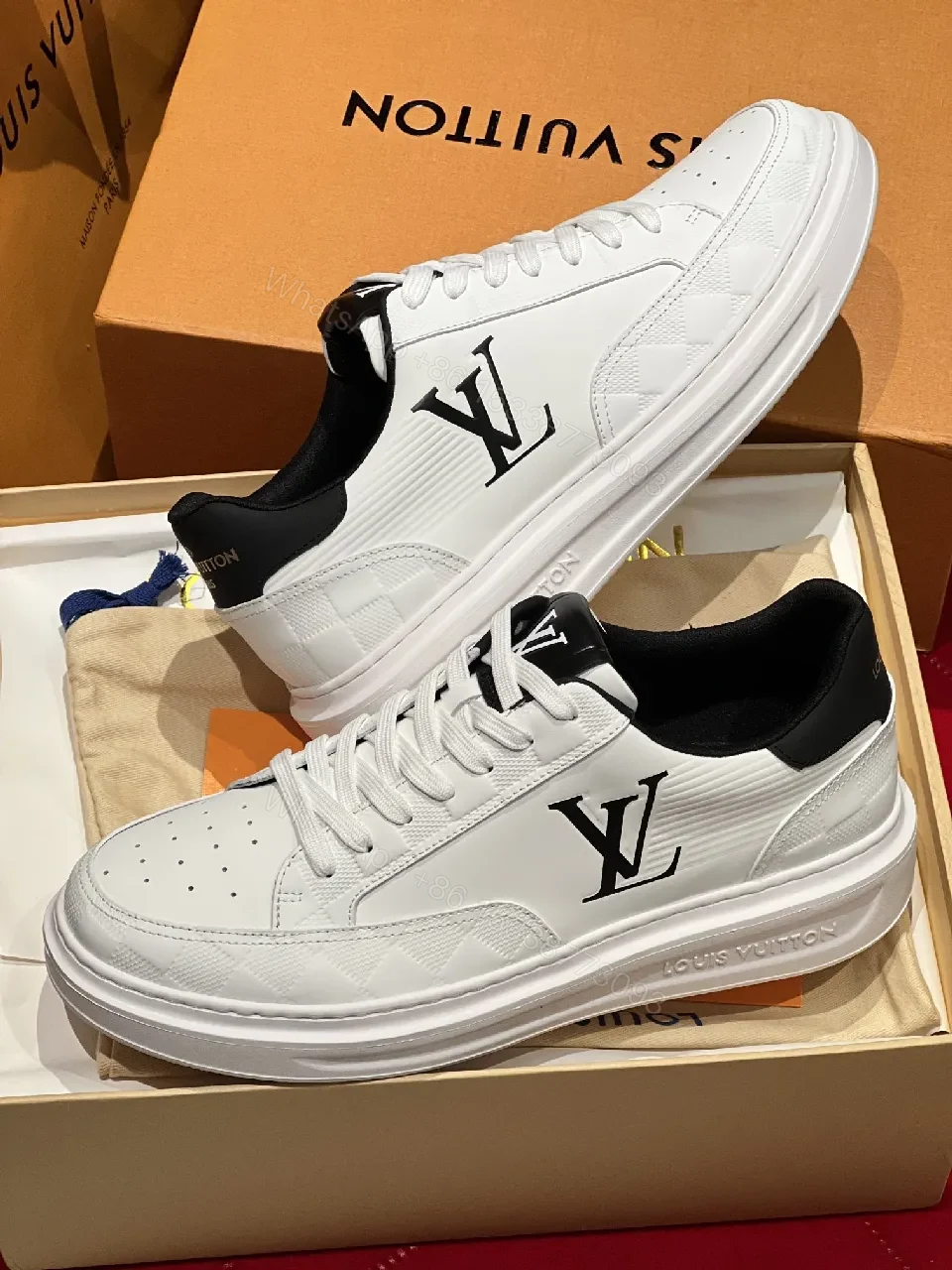 View 2 of White Leather High-Top Sneakers: Subtle Luxury Detailing