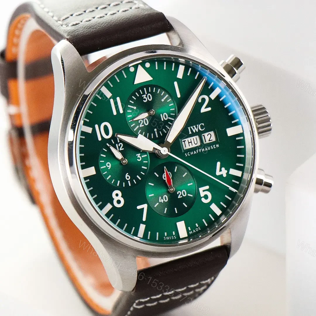 View 2 of IWC Pilot’s Watch Chronograph Stainless Steel / Green Dial IW3780-05