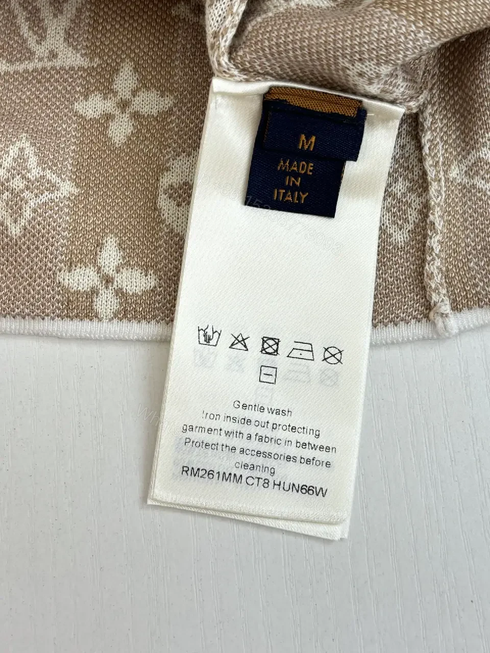 View 3 of White Cotton Jacquard Louis Vuitton Monogram Knit T-Shirt