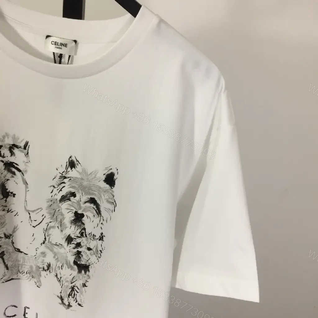 View 3 of White Cotton Tee — Modern Casual Comfort with Subtle Luxury Dog