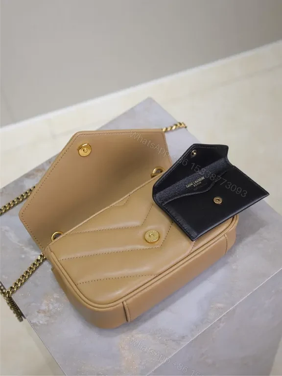 View 7 of Chic Camel Leather Flap Bag with YSL-Hardware Luxury