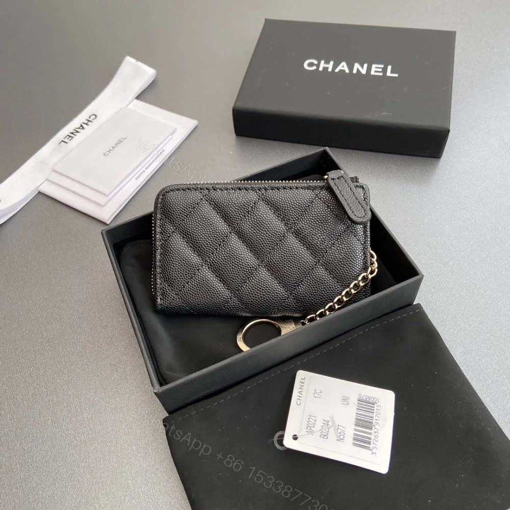 View 2 of 高仿Chanel*AP0223零錢包黑色魚子醬金扣免檢版