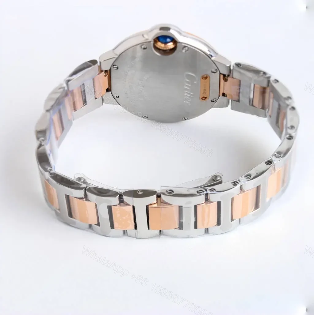 View 9 of TW Factory Cartier Two-Tone Stainless Steel and Rose Gold Automatic Watch with White Dial and Diamond Markers